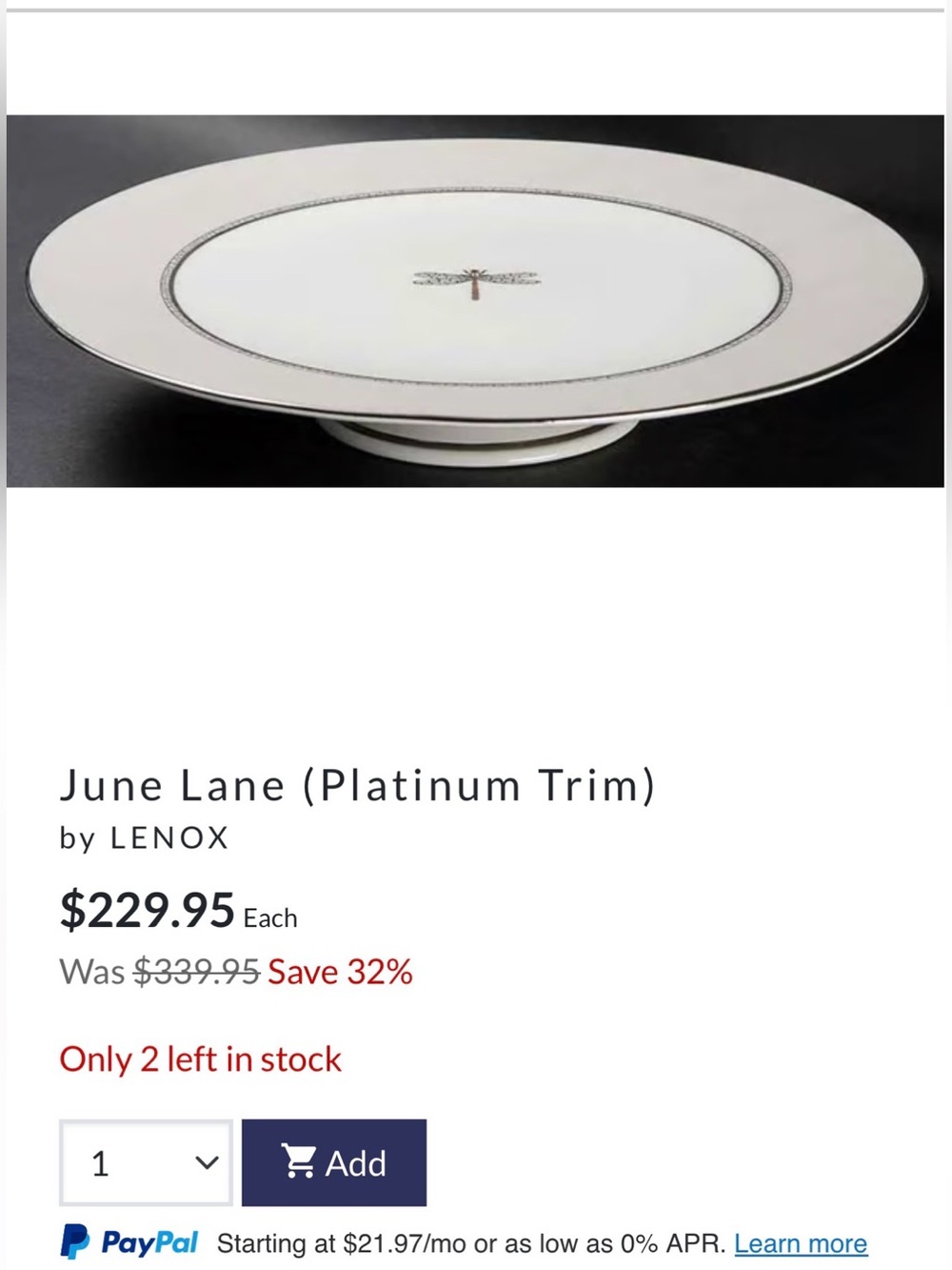 Kate spade x Lenox dragonfly June lane cake stand - Picture 5 of 7